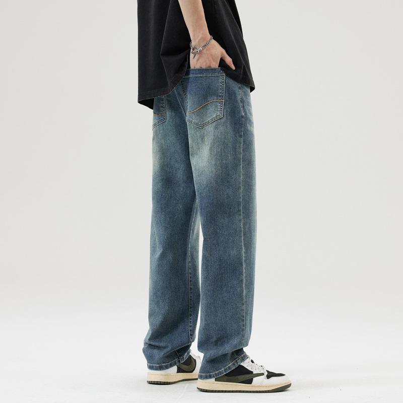 New Spring and Summer Wide-leg High Street Retro Loose Straight Jeans for Men