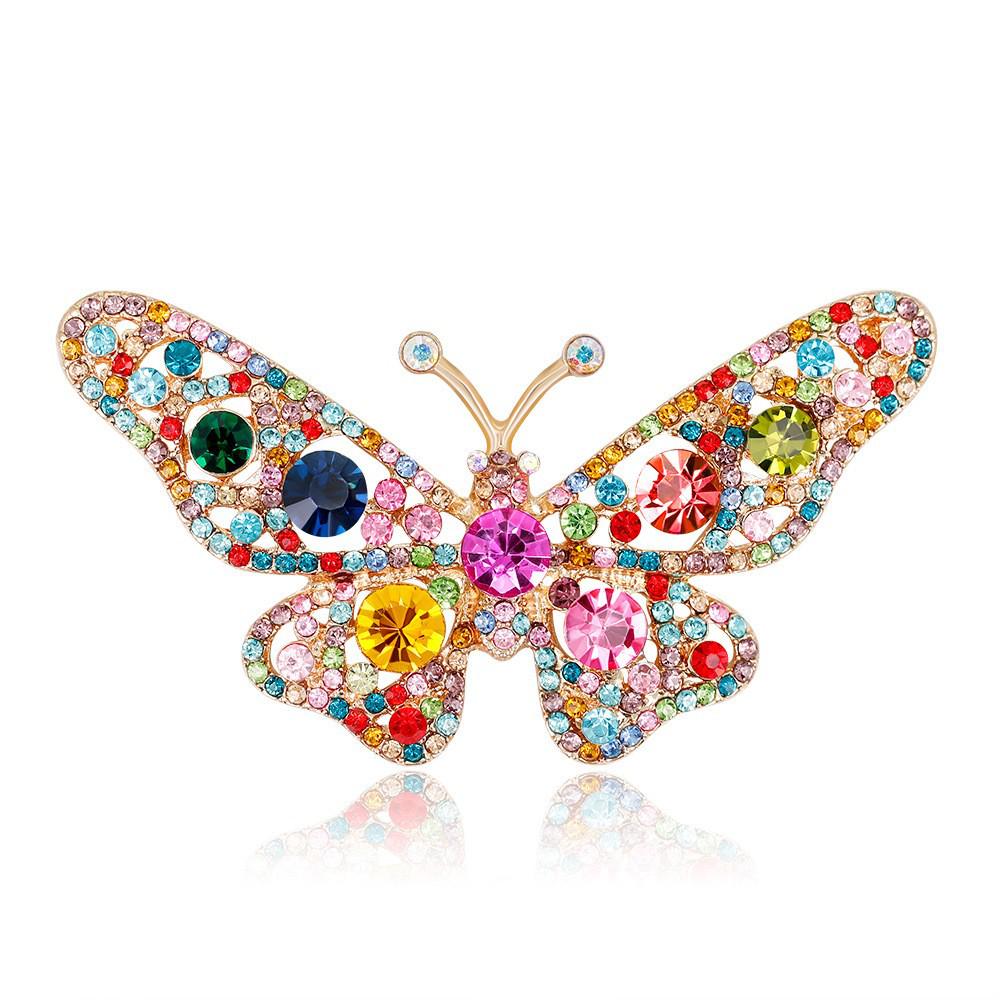 Lanhao Retro European-American Rhinestone Butterfly Brooch
