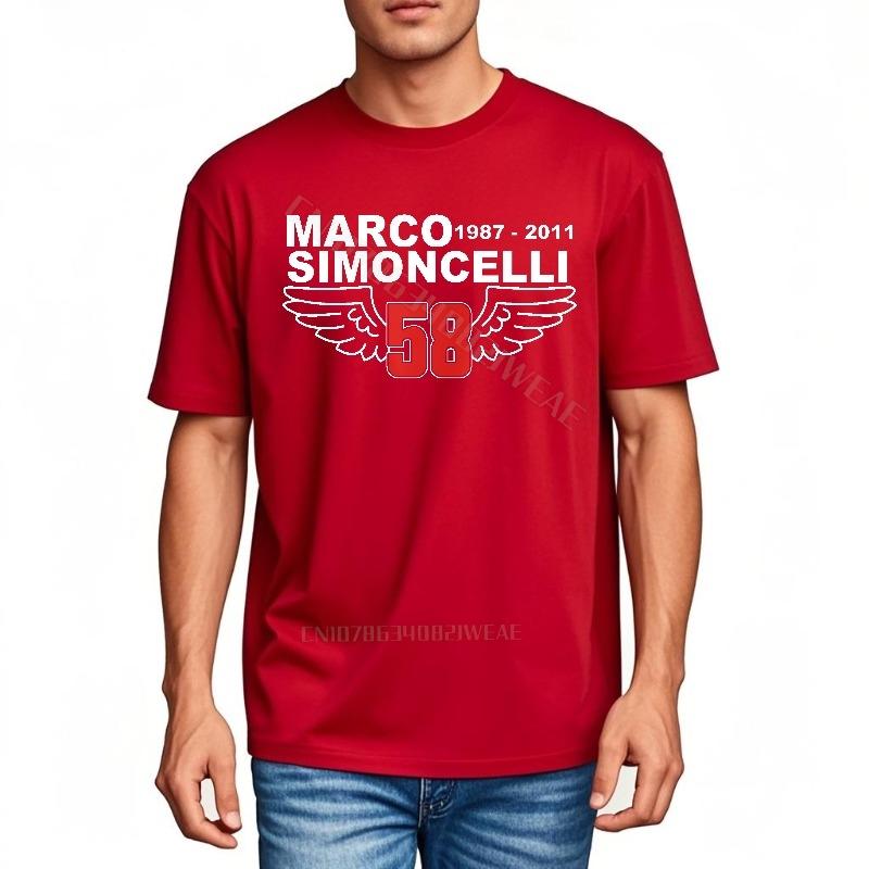 Tee Shirt Adult Round Neck Tee Marco Simoncelli Wings Number Fiftyeight Crew Neck Basic T Shirt New Arrived Unisexs Tshirt Adult