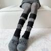 Mori Retro Grijs Herfst en Winter Gebreide Stapelsokken Veelzijdige Beige Beenwarmer Patroon Middellange Sokken