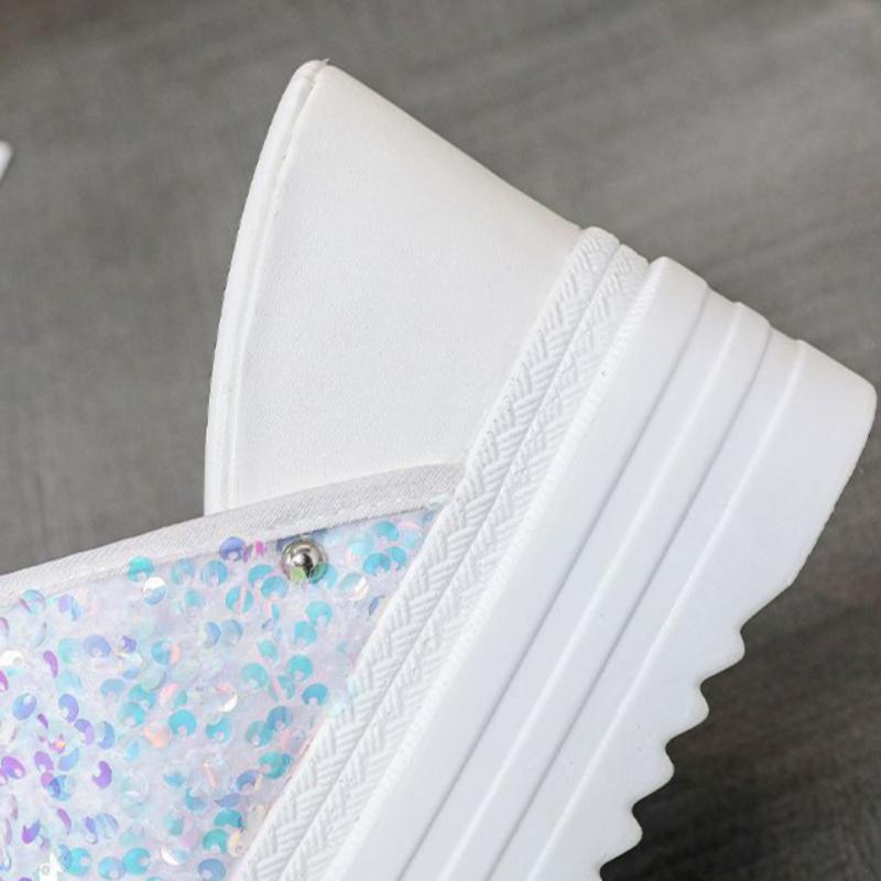 Slope Heel Slippers for Women's Summer New Fashionable Outerwear Korean Version Versatile Thick Soled Sponge Cake Slope Heel Glitter Cool Slippers