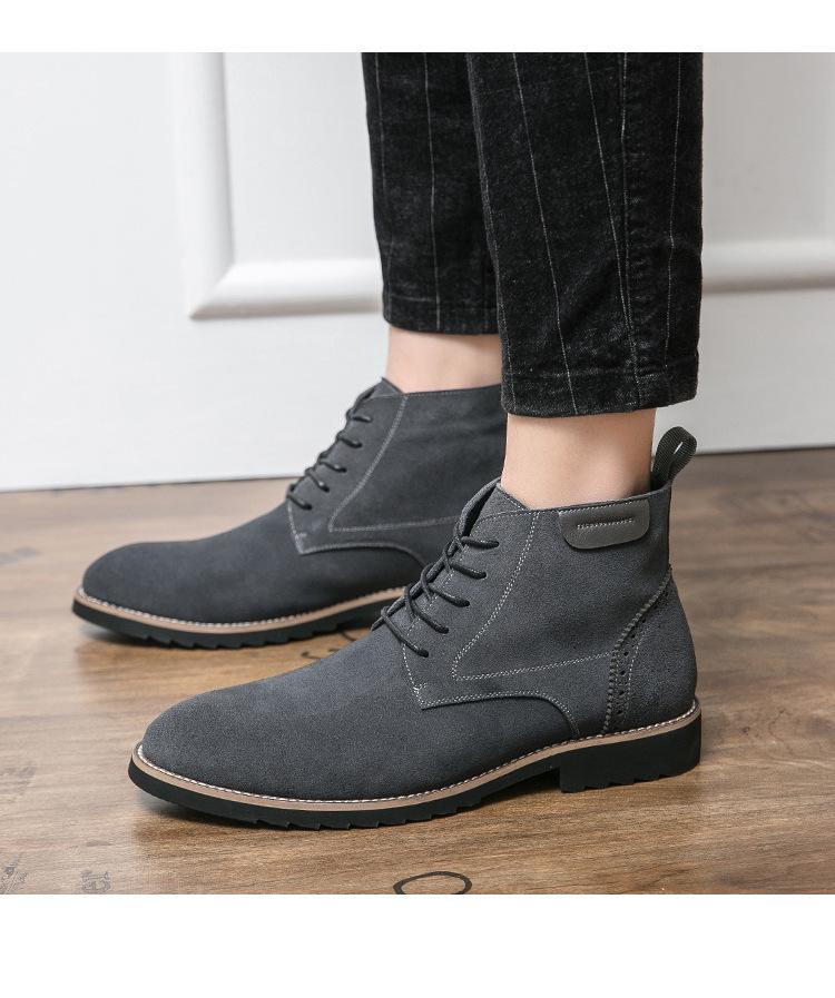 British Style Plus Size Mid-High Suede Men's Boots, Sizes 38-46, Autumn/Winter 2024 Fashion