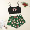 Summer Sleeveless Milk Silk Two-Piece Homewear: Christmas Style