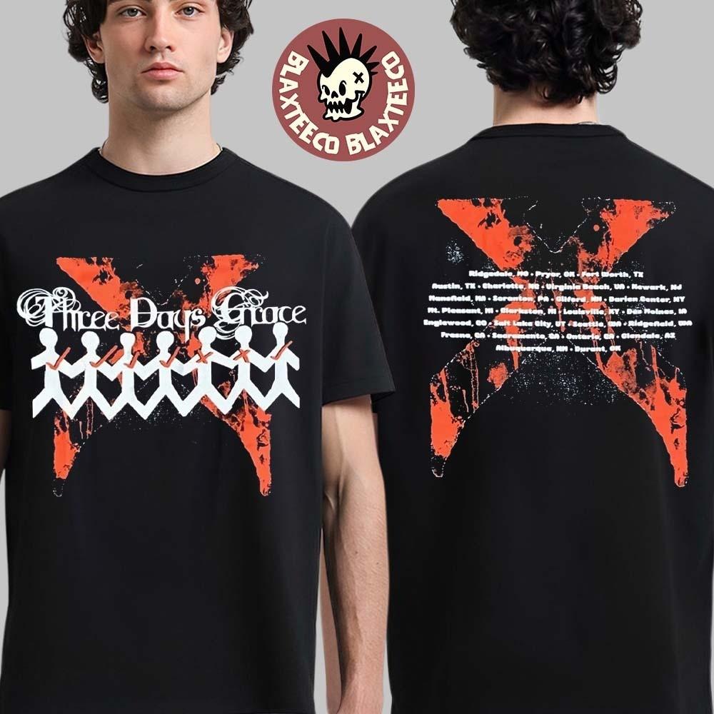 Three Days Grace 2025 Tour Venue Merch One X T-Shirt Size S-5XL Unisex T-Shirt S