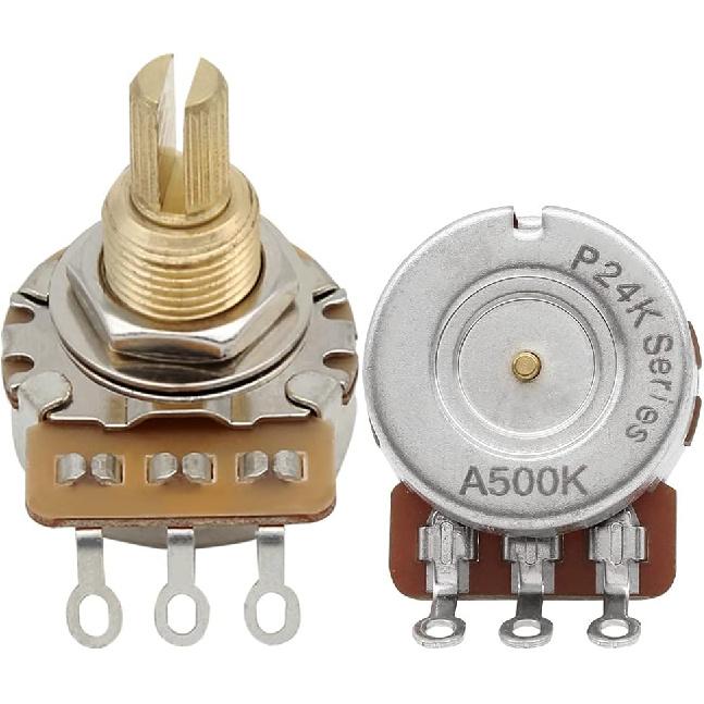 FLEOR 2pcs A500K Audio Pots 19mm Long Split Shaft Guitar Potentiometer, 24-Spline