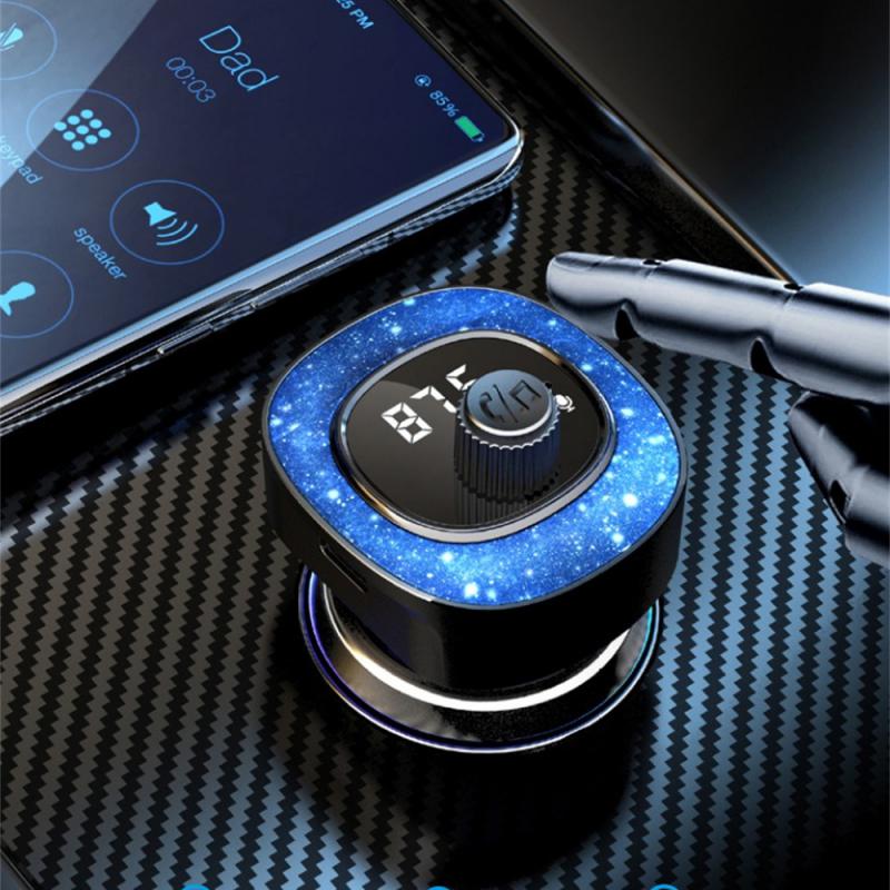 Car Blutooth FM Transmitter Mutifunction TYPE-C Digital Display Auto  Charger Mp3 Player Cigarette Lighter Adpter With Light