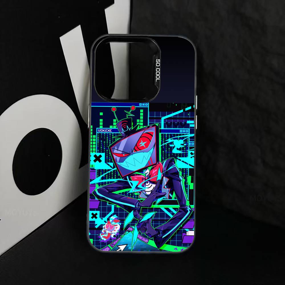 

H-Hazbin V-Vox Phone Case For iPhone 17,16,15,14,13,12,11 Plus,Pro Max,XS,Colored Silver Plated Inside Cover iPhone16plus