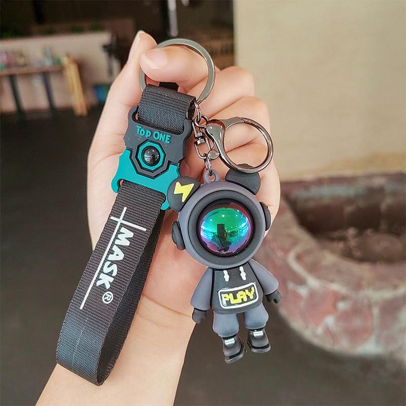 Entzückender Cartoon-Astronauten-Bär Schlüsselanhänger Niedliches Rucksack-Anhänger Auto-Schlüssel Zubehör Ideales Geschenk