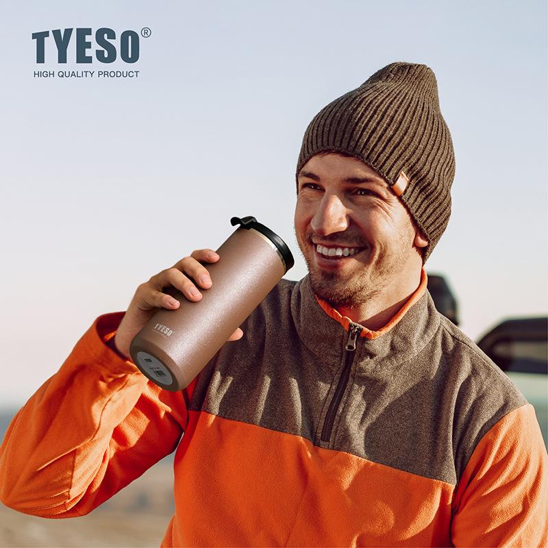 Tyeso French Press Cestovní hrnek 304 Nerezová ocel Přenosný Kávovar Cold Brew Čajové sítko Dvoustěnné Izolované Termoska