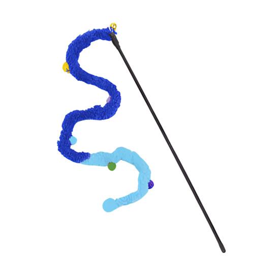 Cat Wand Toy Interactive Cat Teaser with Bell Colorful Pom Poms Plush Tail Cat Teaser Wand for Indoor Cats Kittens