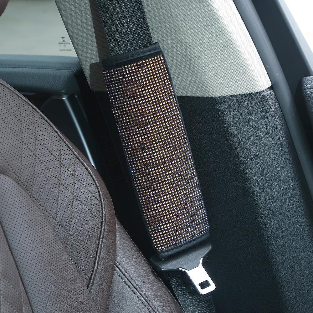 Colorful Rhinestone Steering Wheel, Seat Belt Pad, and Rearview Mirror Cover Set for All Seasons