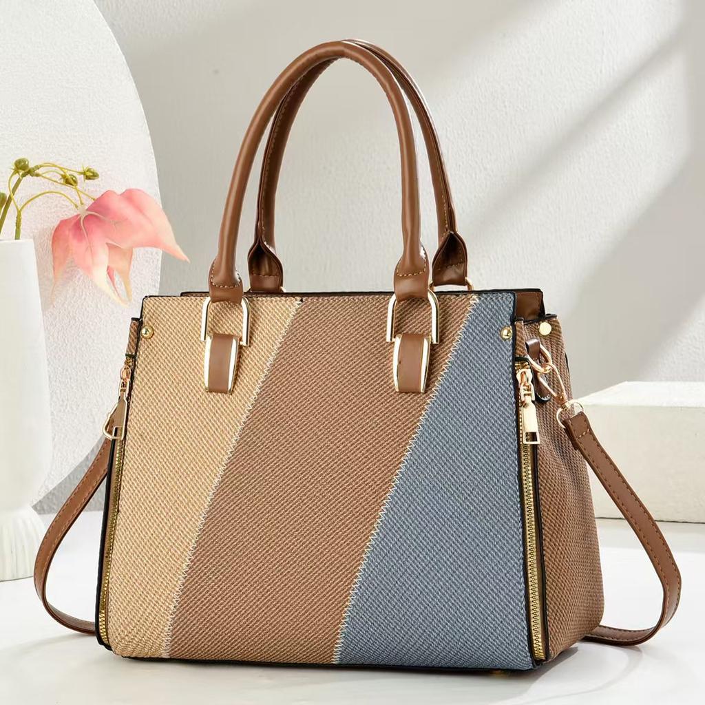 New contrasting color handbag large capacity fashion women's bag casual messenger bag shoulder bag