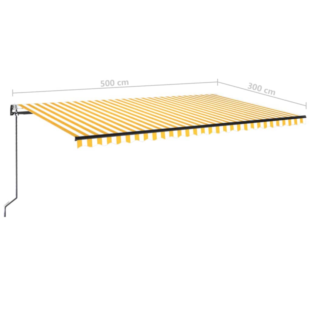 Automatic Awning with LED Lights & Wind Sensor 500x300 cm Yellow White