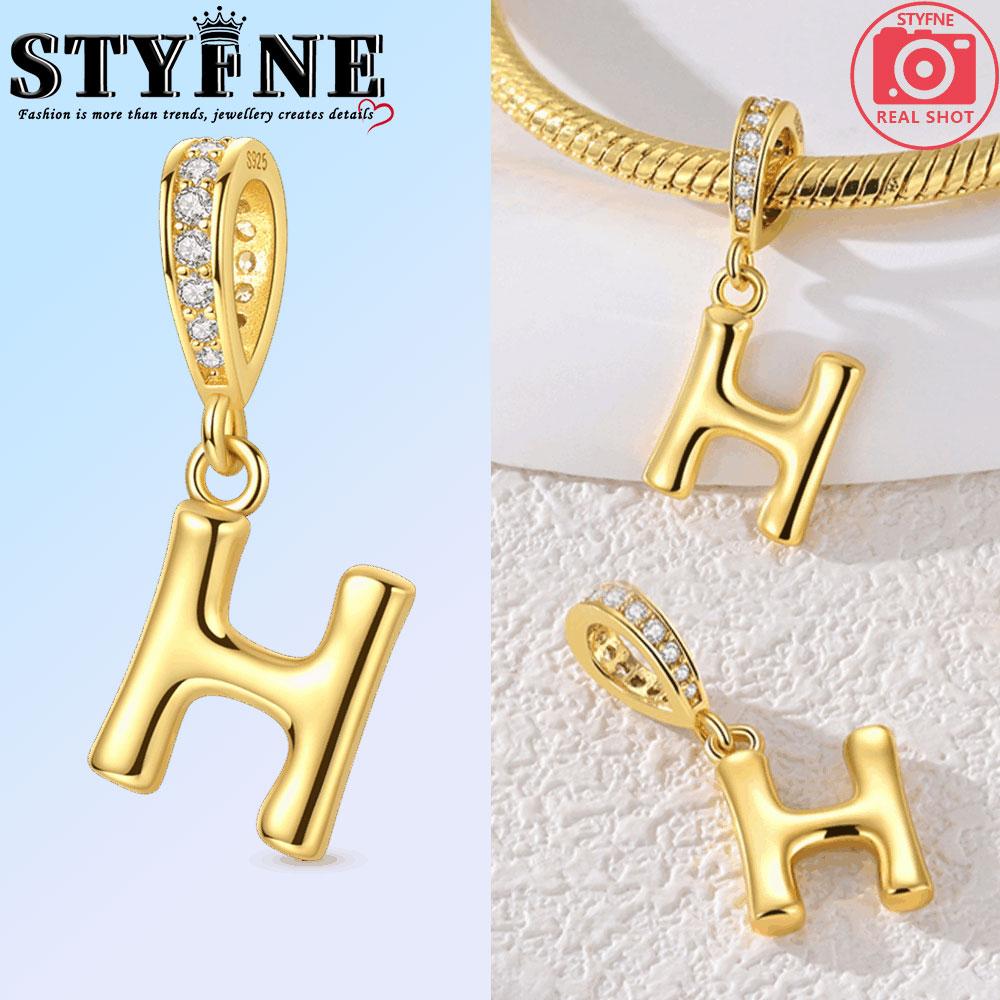 Fit Original Bangle Bracelet Diy A-Z Alphabet Charms Bead Copper Zircon Love Letter Dangle Pendant Jewelry Gift