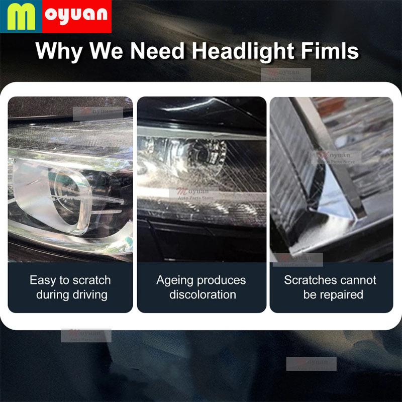 2 Pcs Car Headlight Protective Film Front Light Transparent Smoked Black TPU Sticker For Changan UNI-V - car Accessories