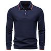 AIOPESON 2025 Nye Herre Poloskjorter for Menn Bomull Ensfarget Langermet Polo Designer Sosial Luksuriøs Følelse Mannlig