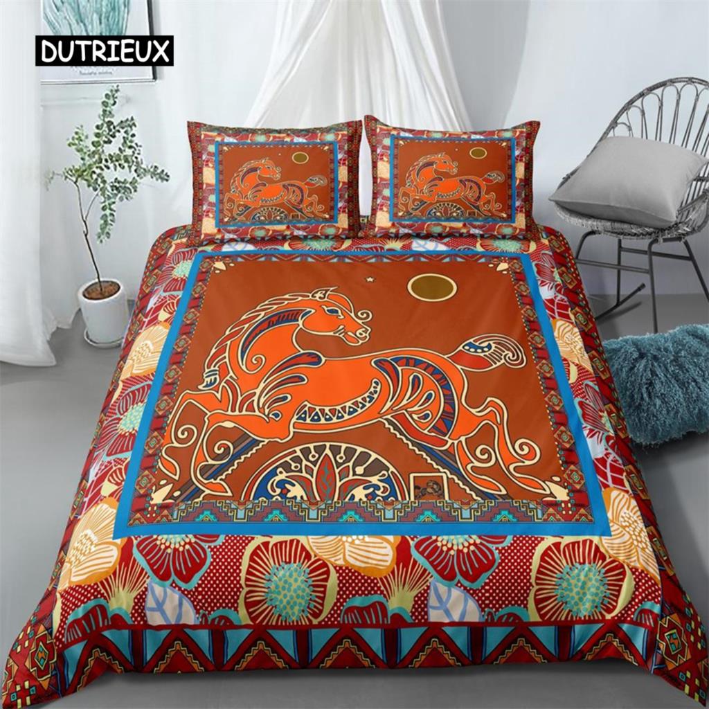 Soft SkinFriendly Horse Size Cowboy Animal for Kid Boys Girls Polyester Abstract Dream Catcher King Quilt