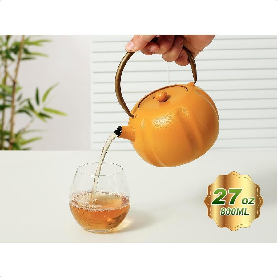 

Маленький чугунный чайник-тыква Желтый Маленький и милый японский чайник с ситечком из нержавеющей стали Внутренняя эмаль 12 человек Хал United States