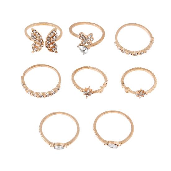 Simple Boho Rings Butterfly Flower Electroplated Elegant