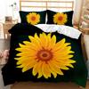 Sunflower Duvet Cover Set King/Queen Size Print Decor Botanical Plants Yellow Floral Comforter Cover Black Polyester Quilt Cover