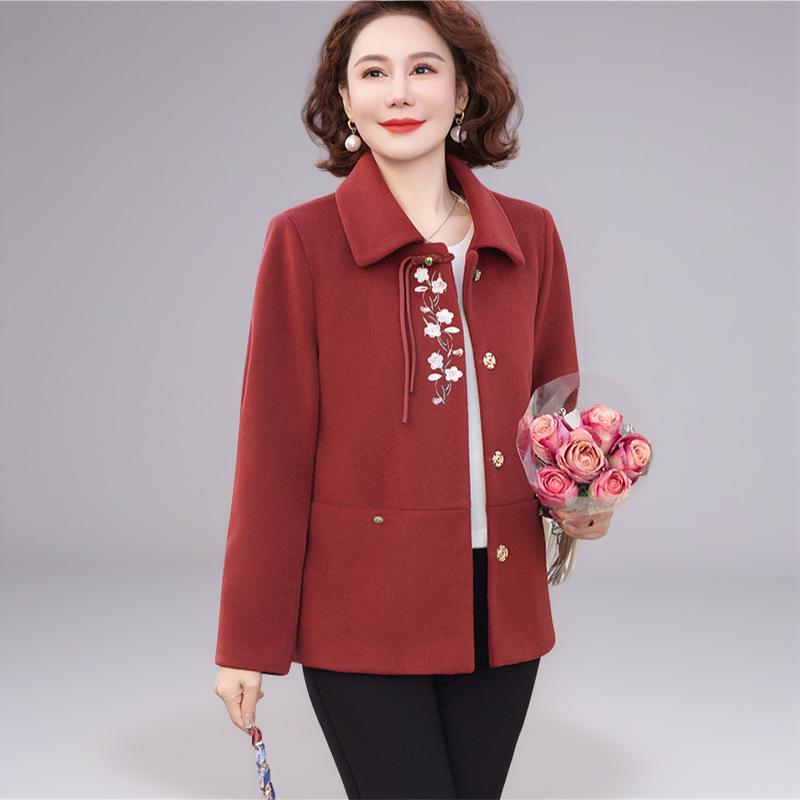 

Mom s 2025 Woolen Jacket - Elegant Spring/Fall Style for Middle-Aged & Elderly Women 4XL (135-145 lbs) серый