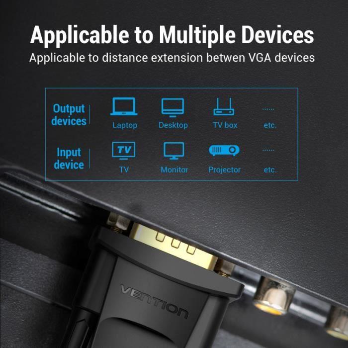 VENTION VGA SVGA Male To Female Extension Cable 1080P HD for Laptop PC Projector HDTV Screen 3m