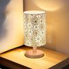 1 stk ultramoderne skrivebordslampe i massivt tre - stilig nordisk stoffskjerm, håndembosset kunst, perfekt dekorativ lampe til soverommet ved sengen