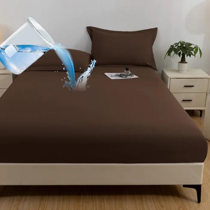 1PC Waterproof Fitted Sheet Soft Comfortable Breathable Bedding 360 Degree Full Surround Mattress Cover for Single Double Bed