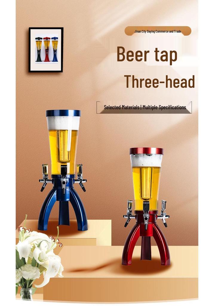 3L Lichtgevende Drie-Kops Likeur Dispenser met Kraan, Tapbier Vat voor Bars