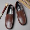 2025 Genuine Leather Men Casual Shoes Luxury Brand Soft Mens Loafers Breathable Slip on Black Driving Shoes Plus Size