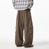 VUUG Men's Pleated Japanese Style Wide-Leg Cargo Pants