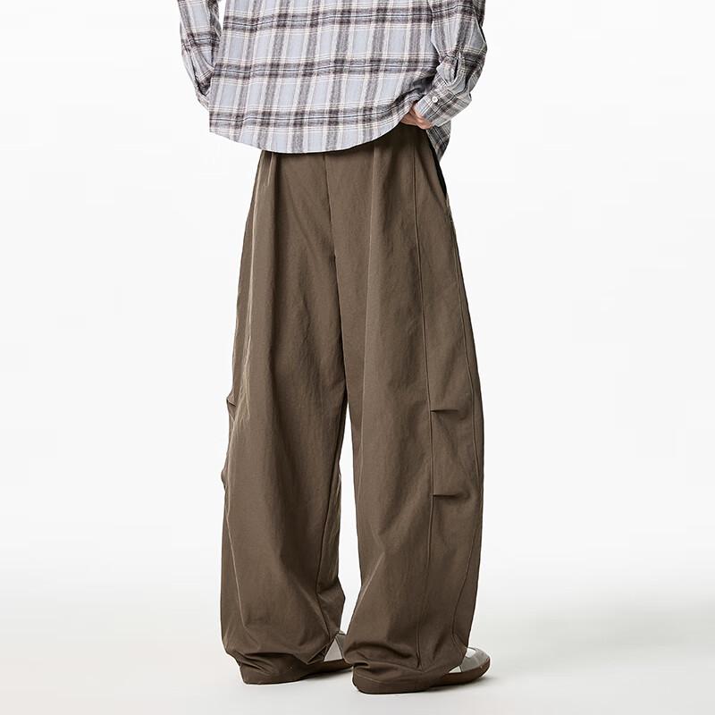 VUUG Men's Pleated Japanese Style Wide-Leg Cargo Pants