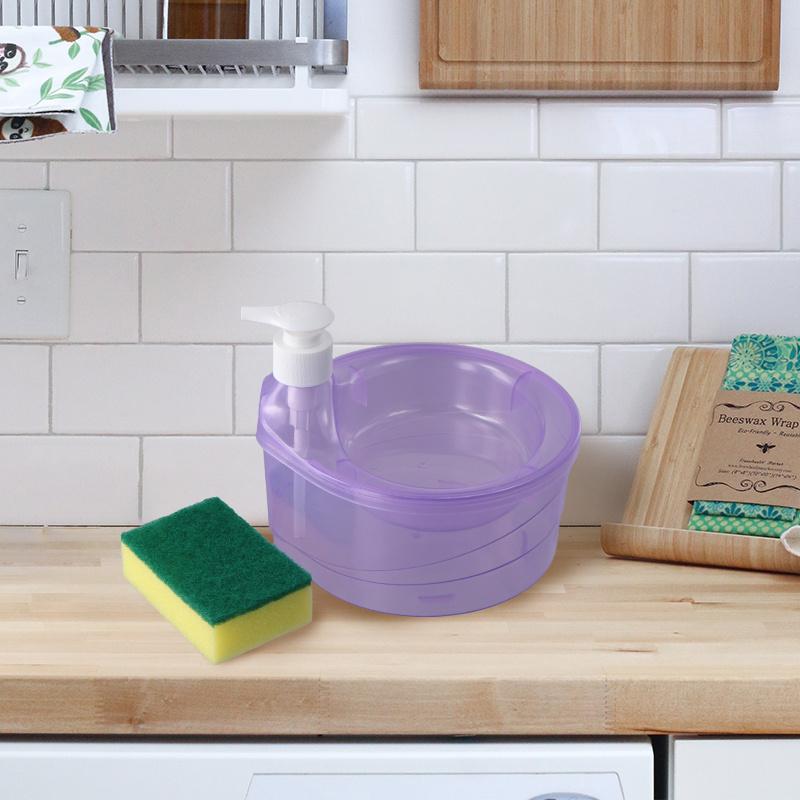 Seifenspender und Wäscherhalter, multifunktionaler Geschirrspülbehälter, 1000 ml, manueller Spülbecken-Geschirrwaschseifenspender für Café