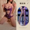 Hollow and Thin Sexy Underwear Sexy Onesie Temptation Strap Perspective Lace Free Purple