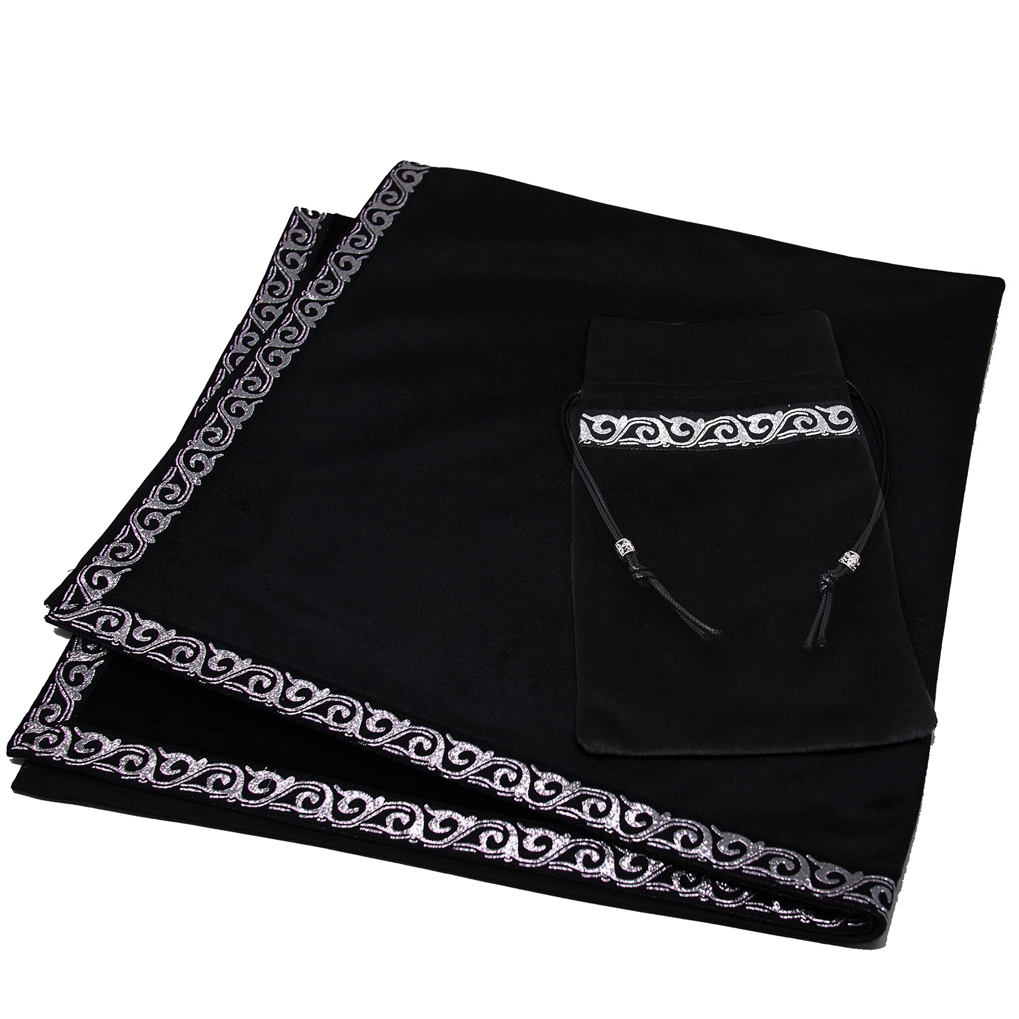 USK STORE Tarot Cloth, Velvet, with Pouch, Professional Grade, High-Quality, for Tarot Card Readings and Divinations, Tablecloth (Black)