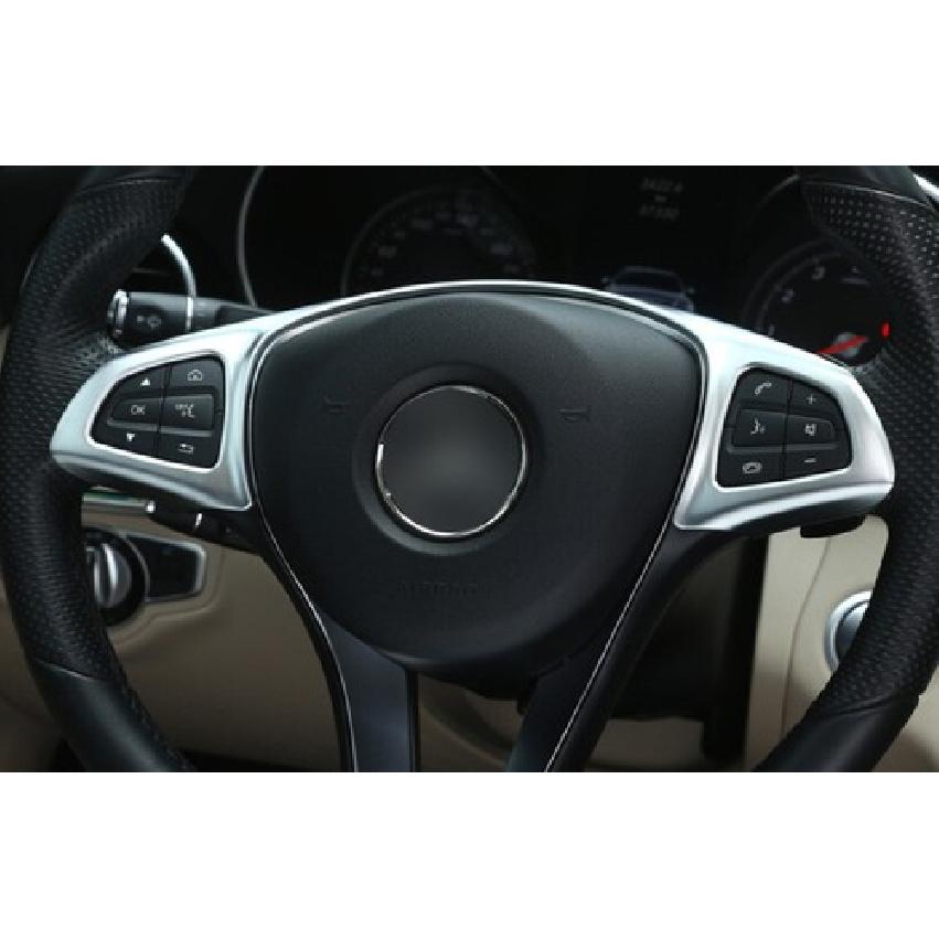 Cover Trim Steering Wheel Button Frame For Benz C-Class W205 Matte Silver 15-18