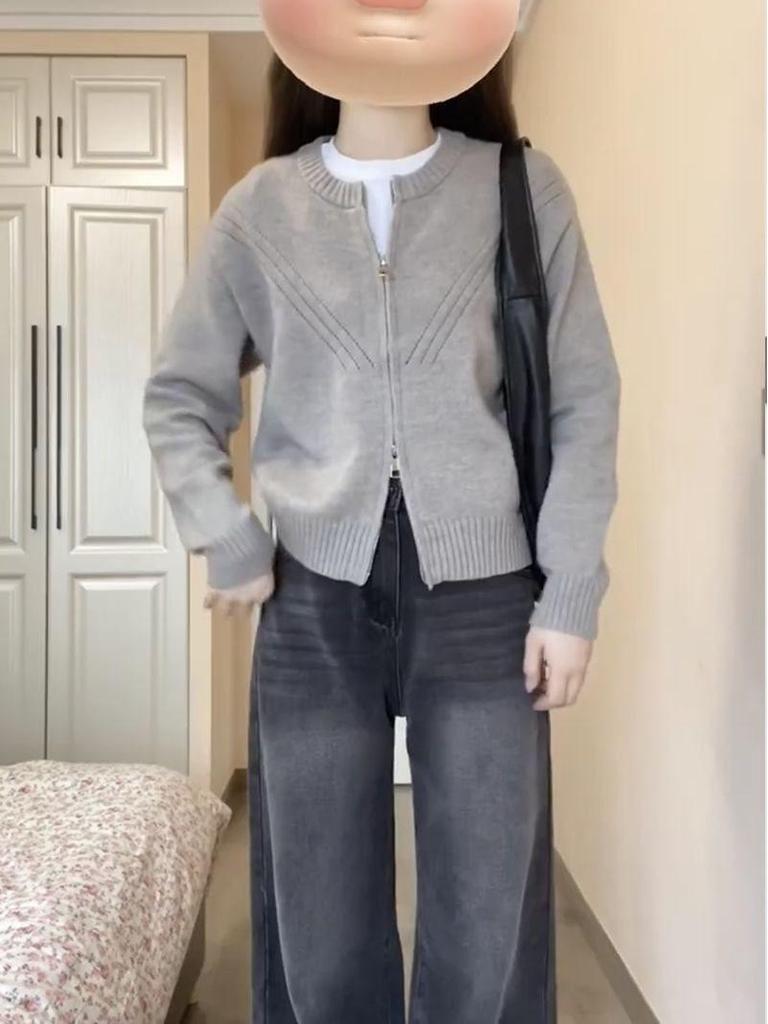 Retro Distressed High Waist Wide-Leg Jeans for Women - Spring/Summer, Loose Fit, Floor-Length, Black/Grey, Straight-Leg Trousers