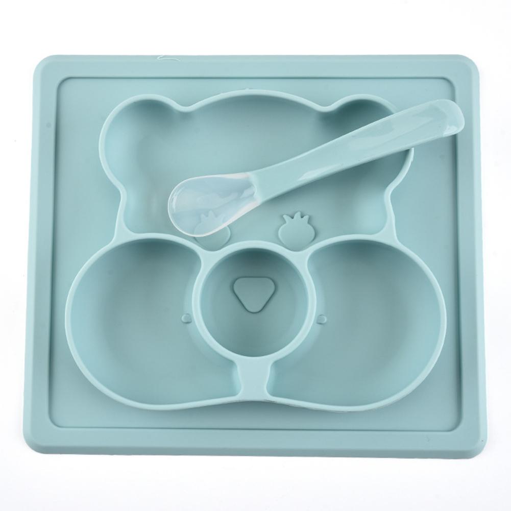 Cute Cartoon Bear Shape Silicone Nonslip Dinner Plate for Kids  Dietary Supplement
