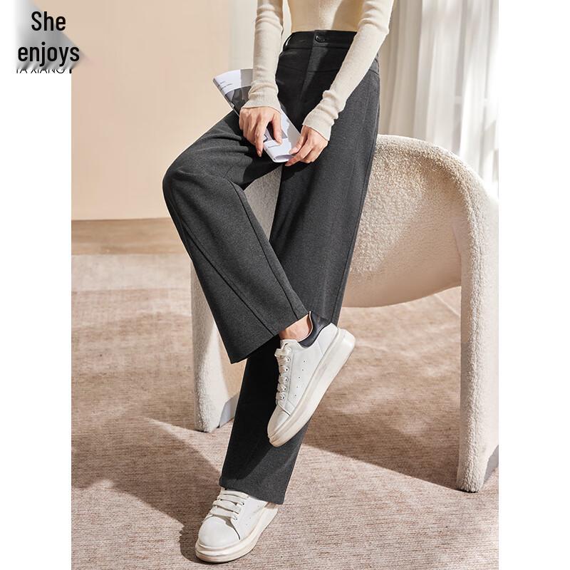 Her Enjoy Women's High-Waist Straight Wide-Leg Wool-Blend Pants