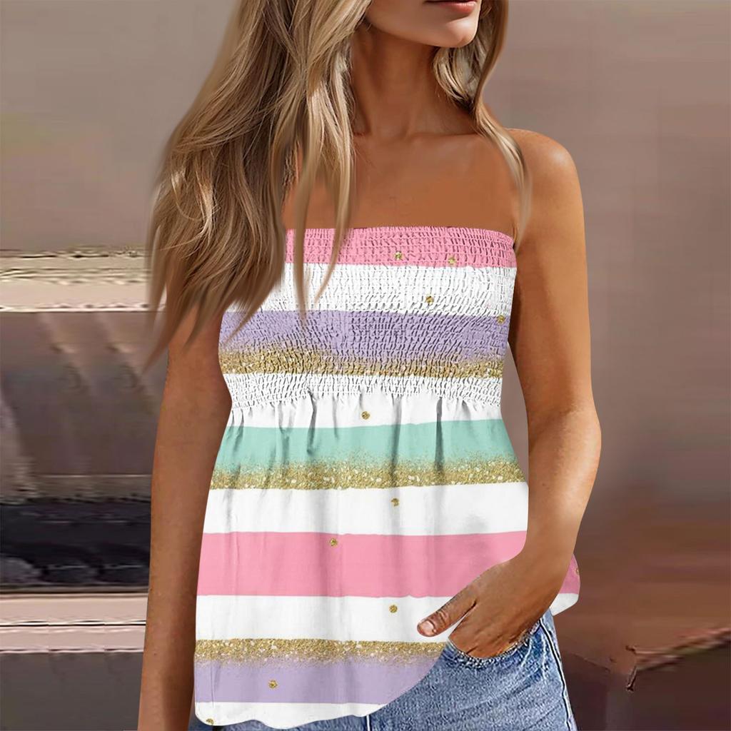 Trubkové topy pro ženy, roztomilé sexy tričko bez rukávů s potiskem mimo rameno