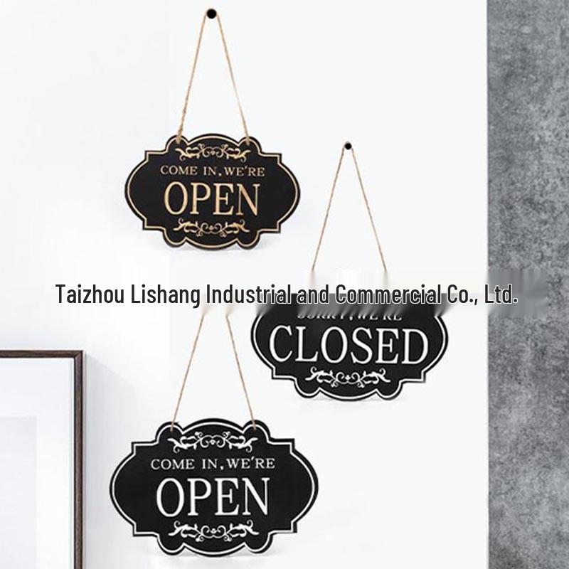 Double-Sided Wooden Hanging Door Sign for Home or Business Decor