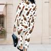 Women Plus Size White Printed Long Sleeve Zip Front Jacket And Long Pants Set