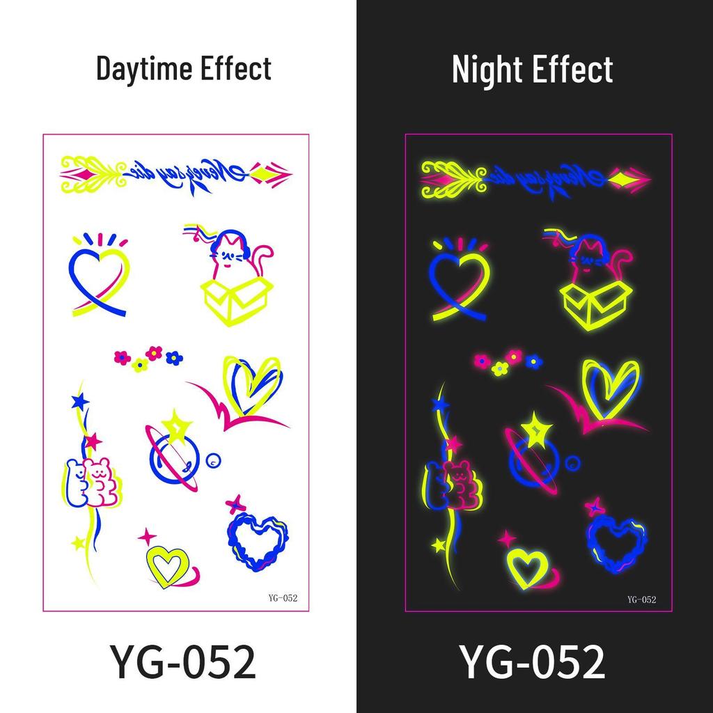 Neon Glow Music Festival Tattoo Stickers: Bright Fluorescent Designs for Concerts and Parties