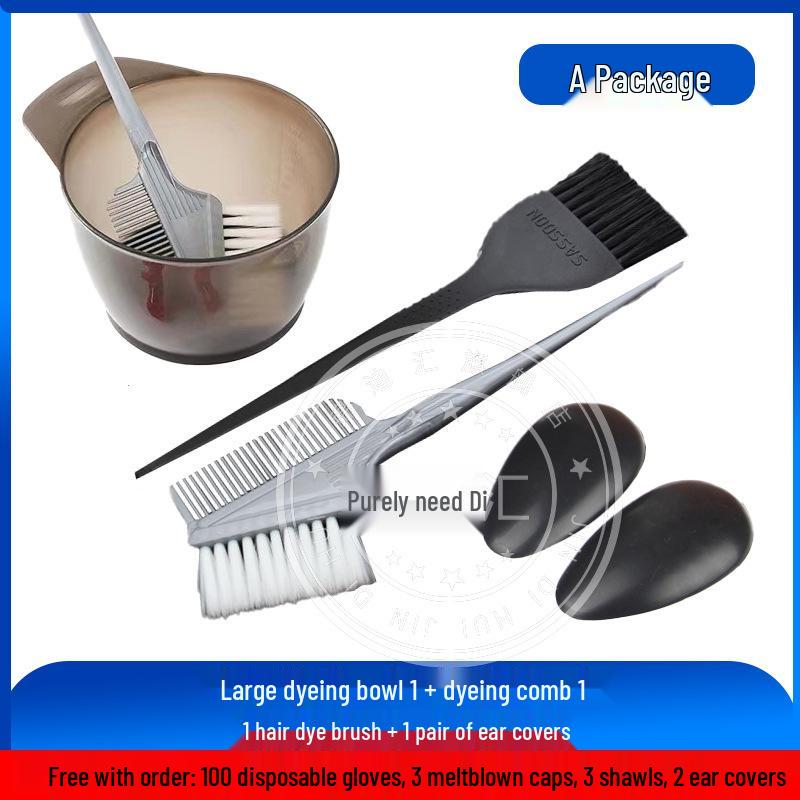

Hair Dye Tool Set: Large Bowl, Comb, Brush, Ear Covers, Oil Shawl