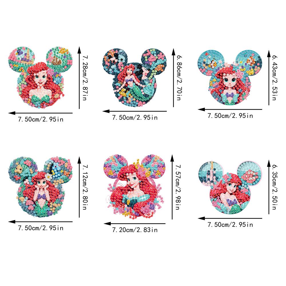 6Pcs Mermaid Series Diamond Art Fridge Magnet Diamond Painting Refrigerator Magnet DIY Fridge Stickers for Fridge Whiteboards