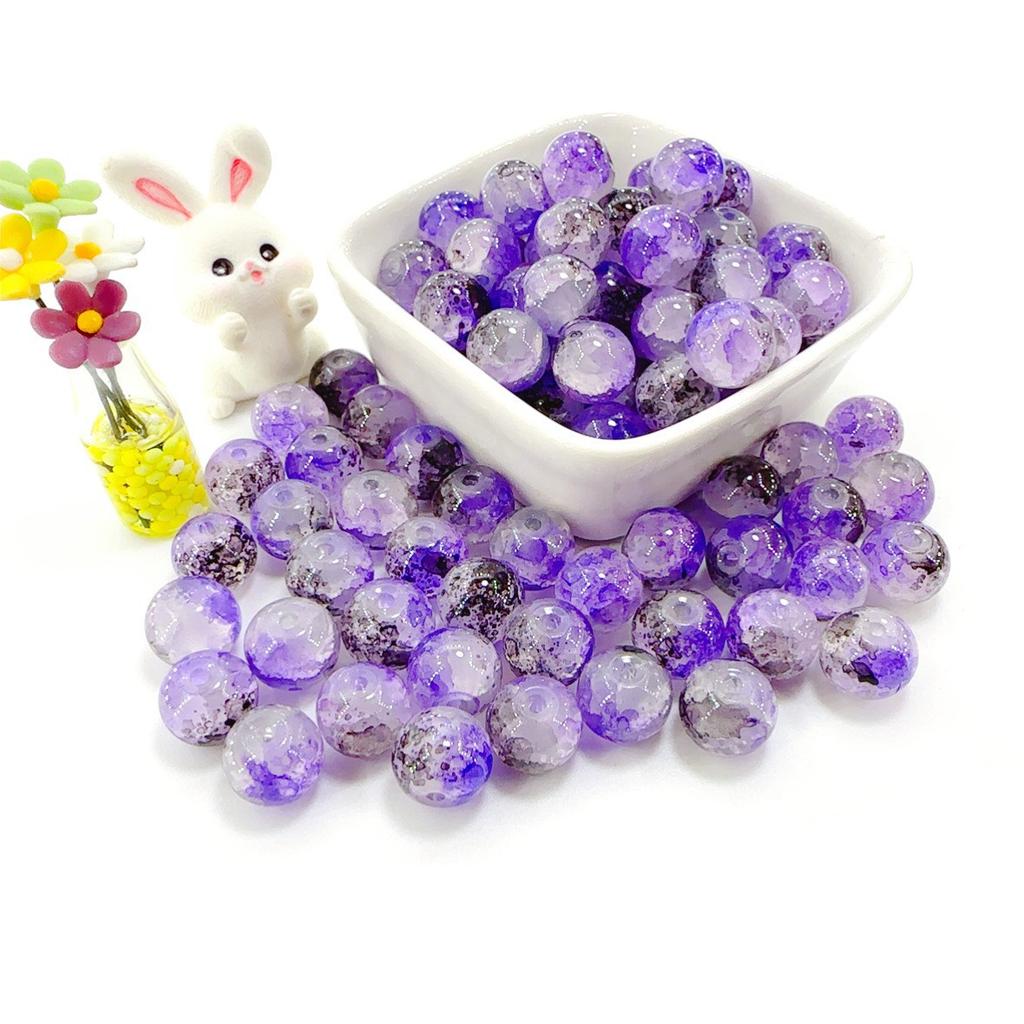 10mm Crackle Glass Round Beads, Loose Spacer Beads DIY Accessories for Bracelet Making 50pcs