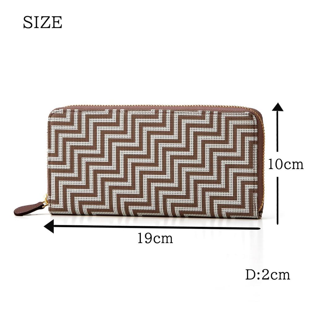 Inden-ya Inden CHEVRON Wallet with Zipper, Traditional Craftsmanship, Koshu Inden Deer Leather, Lacquered, Original Brand (No. 7605)