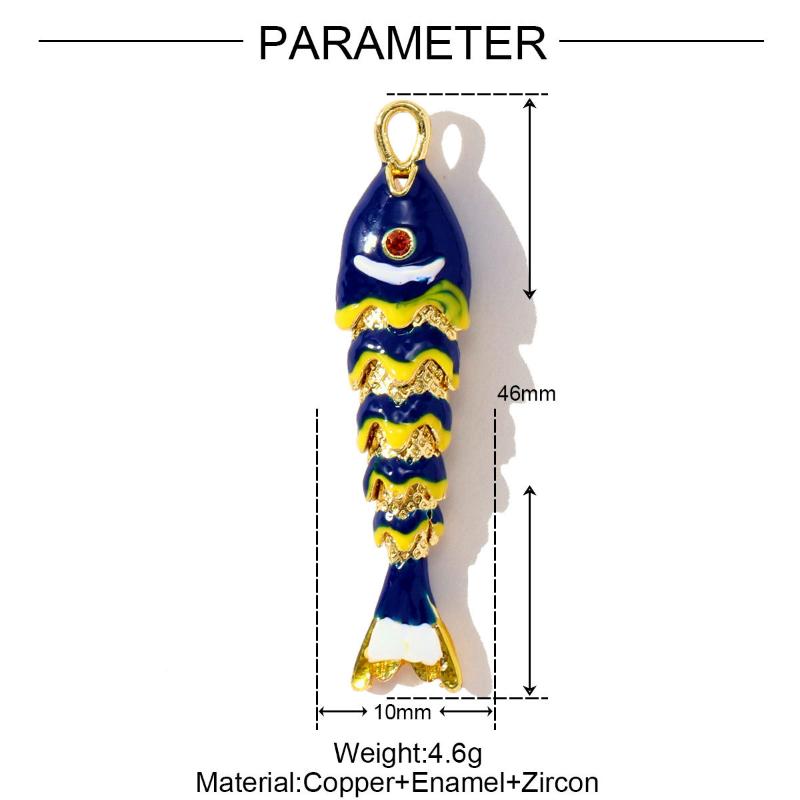 Carp Plated Enamel Fish Charms Jewelry Accessories Diy Pendants Movable Mini Metal Fish Creative Waterproof Drip Oil Fish Daily
