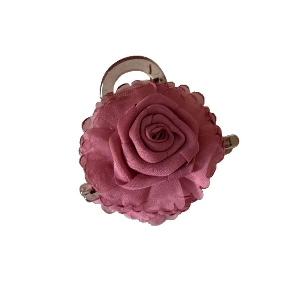 Elegant Rose Flower Hair Clip Mesh Half-Up Hair Claw Hair Accessories Double-Sided Floral Hairpin