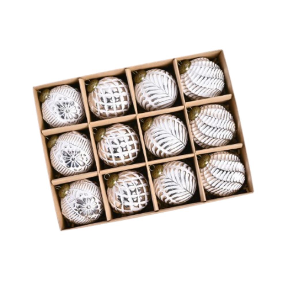 

12pcs Electroplated Christmas Hanging Balls Set Shatterproof Xmas Tree Pendants Party Favors серебряный